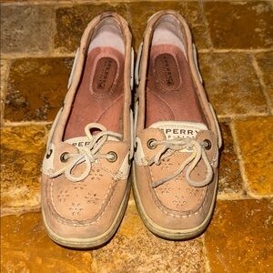 Sperry Tan Loafers with Rawhide Laces and Moccasin Toe